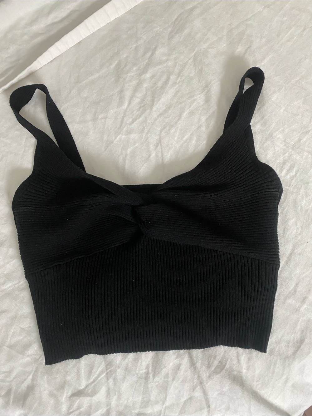 Zara Black Ribbed Knot-Front Tank - Picture 2 of 3